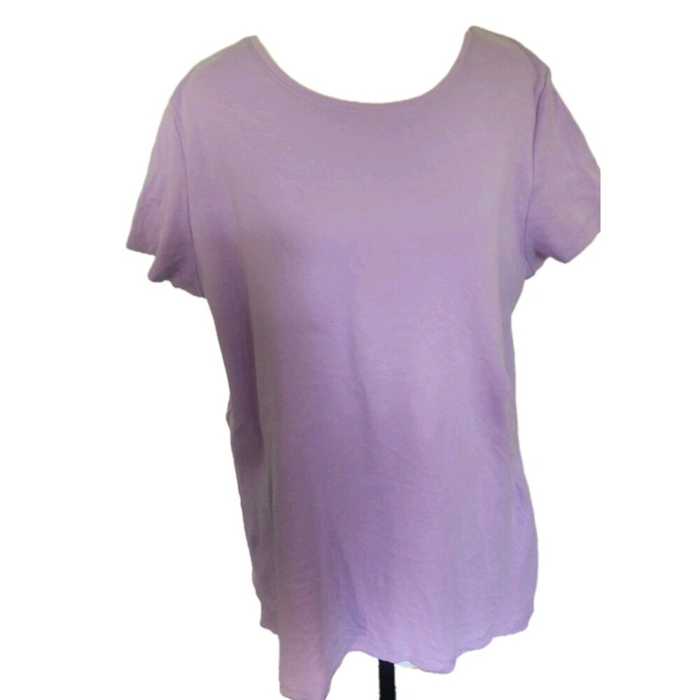St. John's Bay Women's Lavender Short Sleeve Cotton Round Neck T Shirt Size L